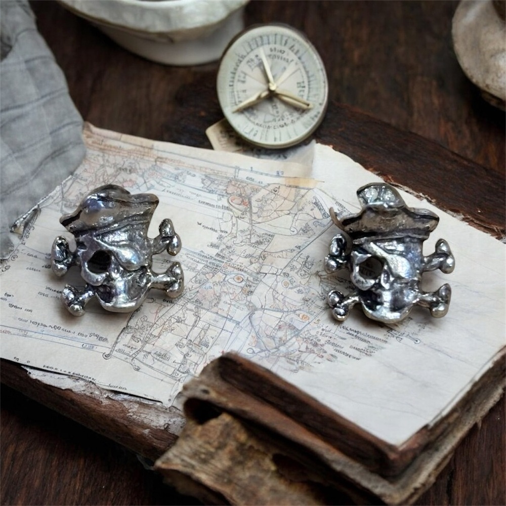 NWOT Sterling Silver Pirate Skull Earrings